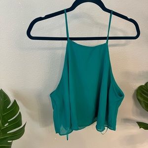 Emerald green cropped fluttery tank